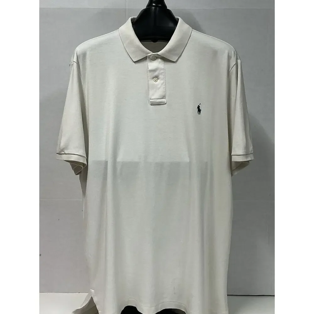Ralph Lauren Mens Classic Short Sleeve Polo Shirt White‎ XL Embroidered Soft